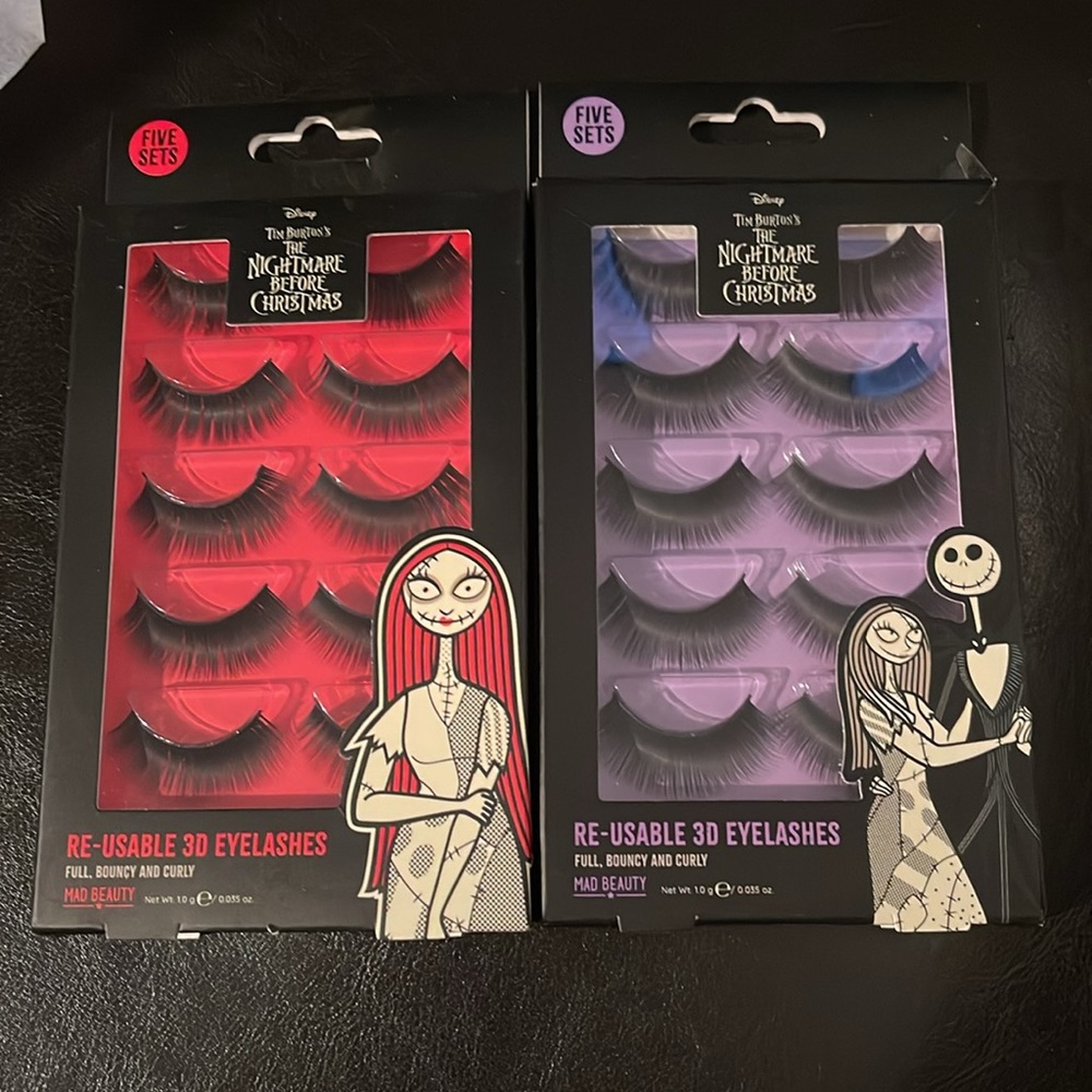 2 sets NIB Disney Tim Burton's Night Before Christmas Re-usable 3 D Eyelashes